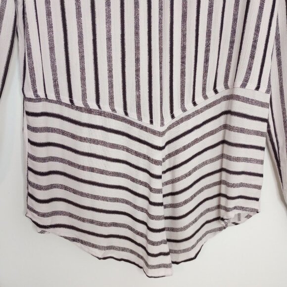 Black Tape Striped Button Front Hi-Lo Tunic Shirt - Picture 8 of 12